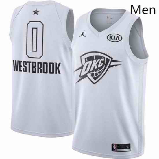 Mens Nike Jordan Oklahoma City Thunder 0 Russell Westbrook Swingman White 2018 All Star Game NBA Jersey